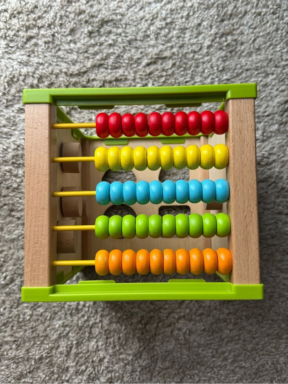 Wooden Activity Cube Montessori Learning Toy Bead Maze Shape Sorter Clock Abacus